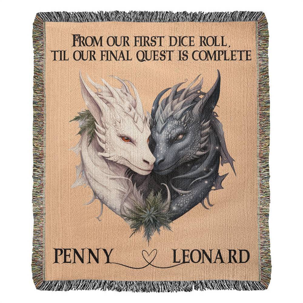 Personalized DND Lover Dragon Woven Blanket Tapestry, Unique Dragon Lover Gift for Boyfriend or Girlfriend, DND Dragon Decor for Him/Her