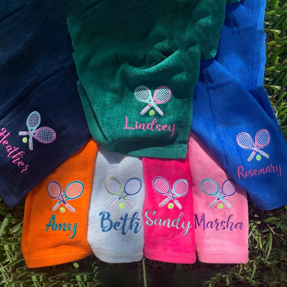Tennis Towels Personalized and Available in Several Colors, Tennis Pattern Sports Towel, Gift for Friends/Family Who Love Tennis