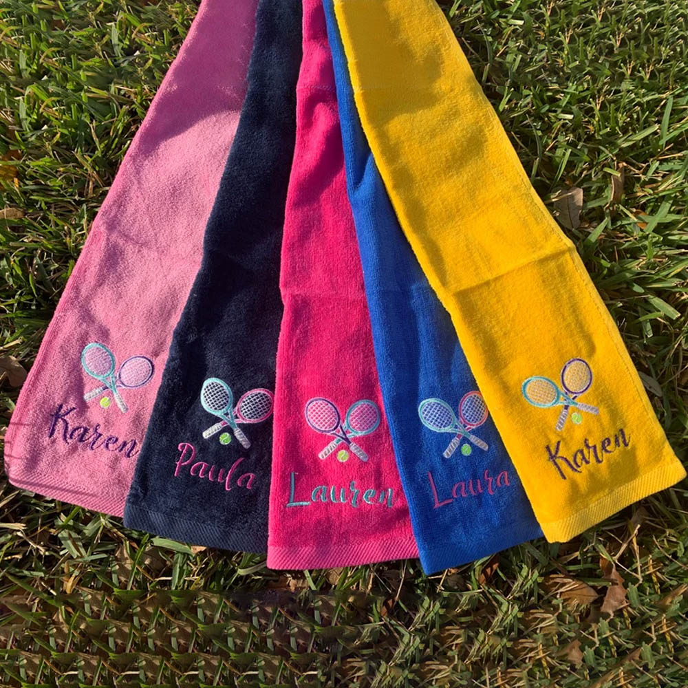 Tennis Towels Personalized and Available in Several Colors, Tennis Pattern Sports Towel, Gift for Friends/Family Who Love Tennis
