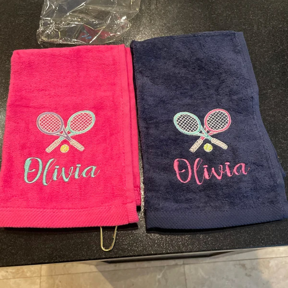 Tennis Towels Personalized and Available in Several Colors, Tennis Pattern Sports Towel, Gift for Friends/Family Who Love Tennis
