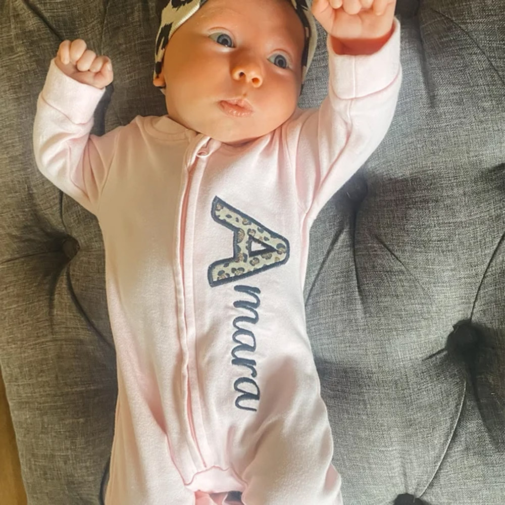 Baby Girl Coming Home Outfit with Leopard Print and Embroidered Name