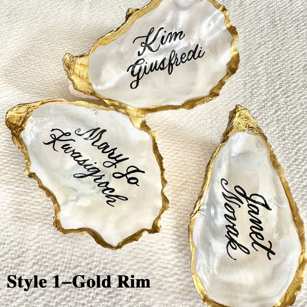 Personalized Oyster Shell Place Cards with Pearlescent, Name Placecards for Table Setting Chart for Wedding Reception Display, Wedding Decor Gifts