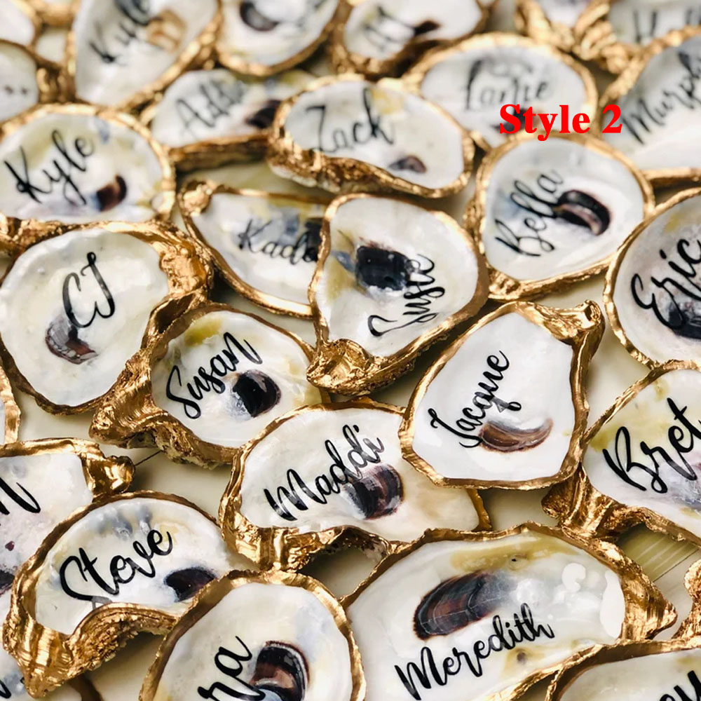 Personalized Oyster Shell Place Cards with Pearlescent, Name Placecards for Table Setting Chart for Wedding Reception Display, Wedding Decor Gifts
