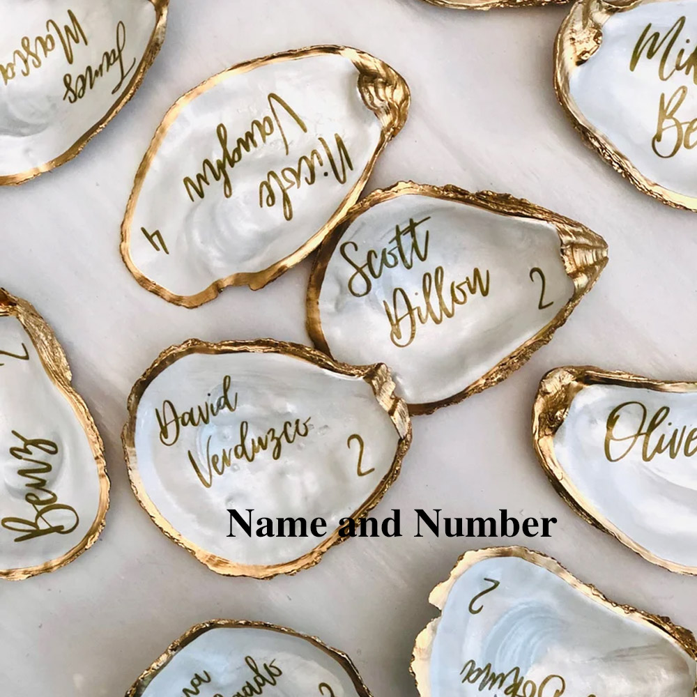 Personalized Oyster Shell Place Cards with Pearlescent, Name Placecards for Table Setting Chart for Wedding Reception Display, Wedding Decor Gifts