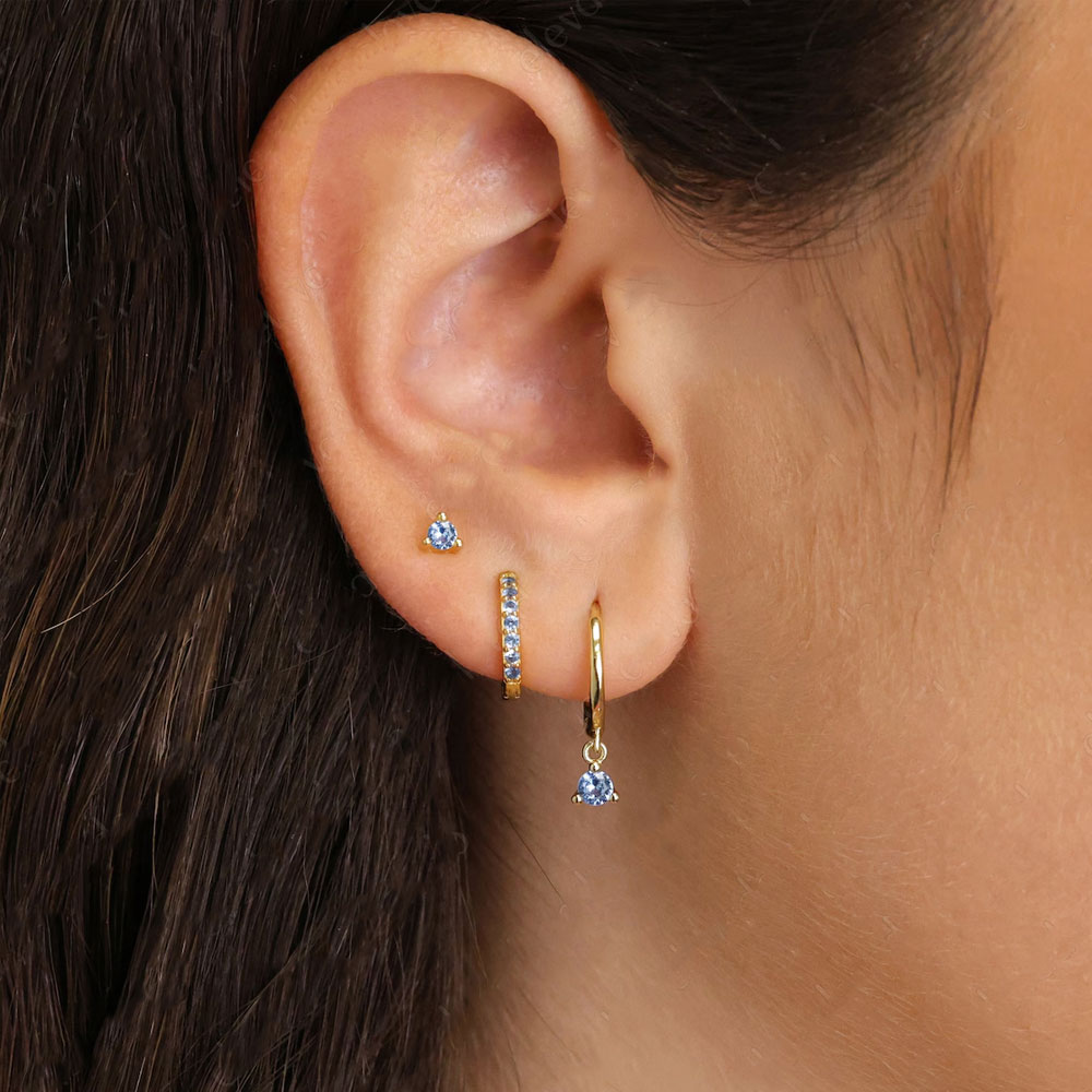 (1pcs)Blue Zircon Huggie Hoop Earring, Gift for Her, Minimalist Dainty Earrings, Christmas Gift, Personalized Everyday Jewelry