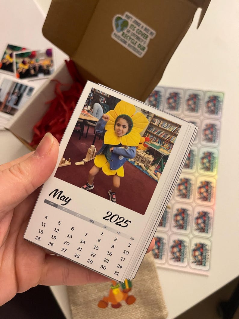 💖Buy 2 Free Shipping💖2025 Custom Family Photo Calendar Magnet, Personalised Fridge Magnet Keepsake, Christmas Gift for Your Kitchen with Your Photos