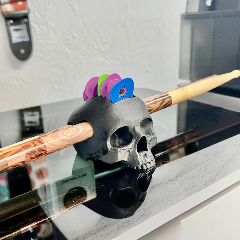 Skull Guitar Pick and Drumstick Holder