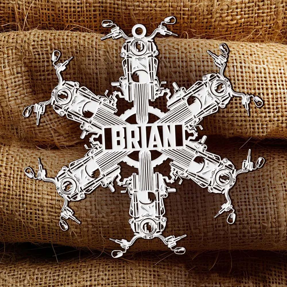 Personalized Motorcycle Snowflake Ornament, Custom Name Decor, Motorcycle Christmas Ornament, Custom Acrylic Snowflake for Biker Fans