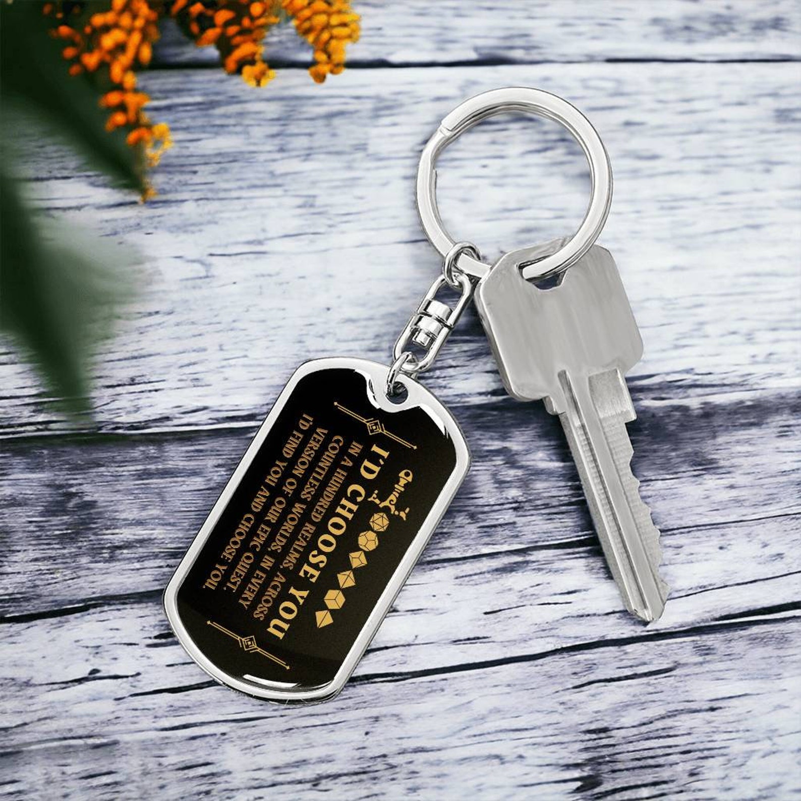 Romantic Boyfriend Gift Ideas Anniversary Keychain, I'd Choose You, Fantasy Role Playing Gamer Gift Valentine Present for Him