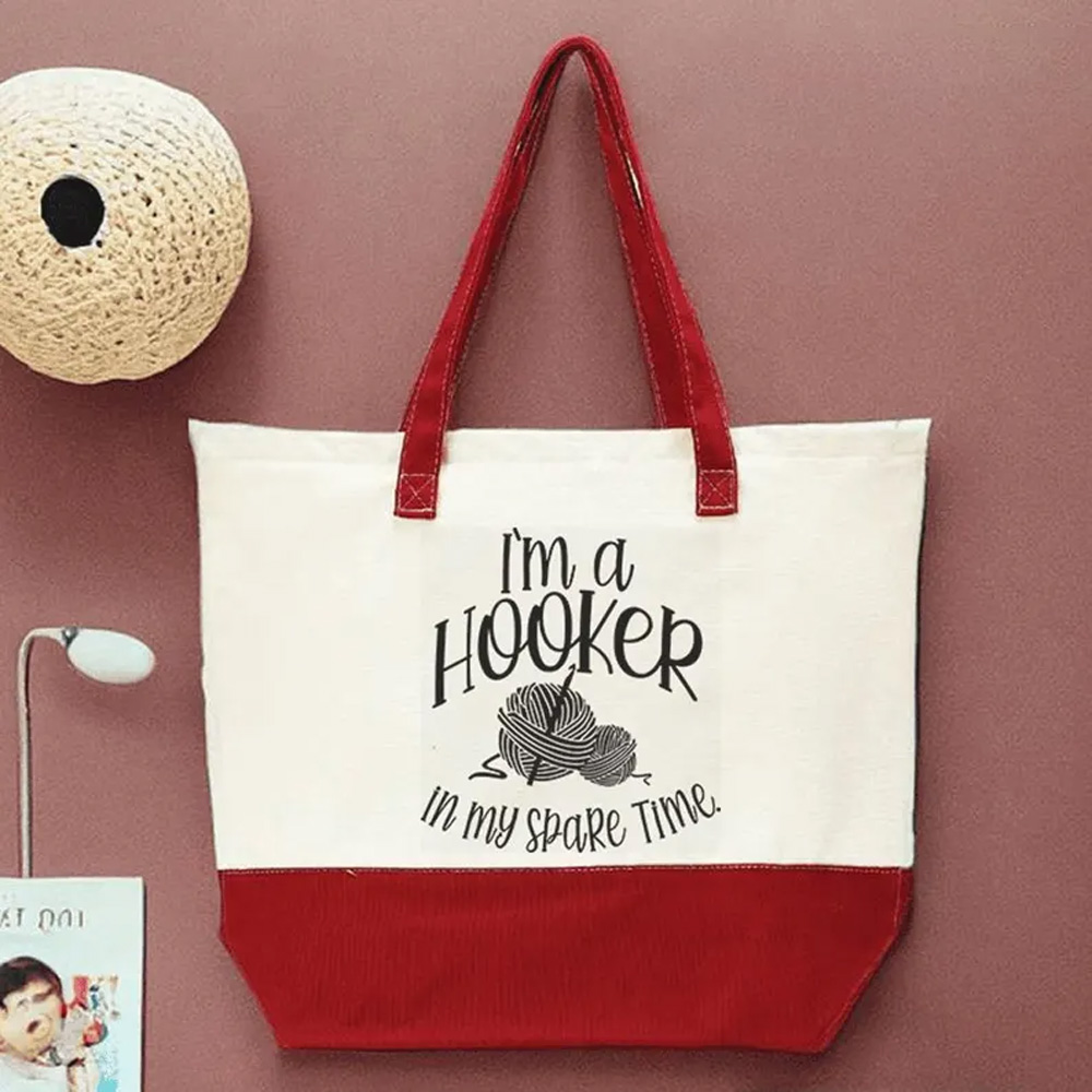 I'm a Hooker In My Spare Time Tote Bag, Hooker for Life Funny Tote Bag, Gift for Crocheters, Mother's Day Present, Tote Bag For Mother's Day