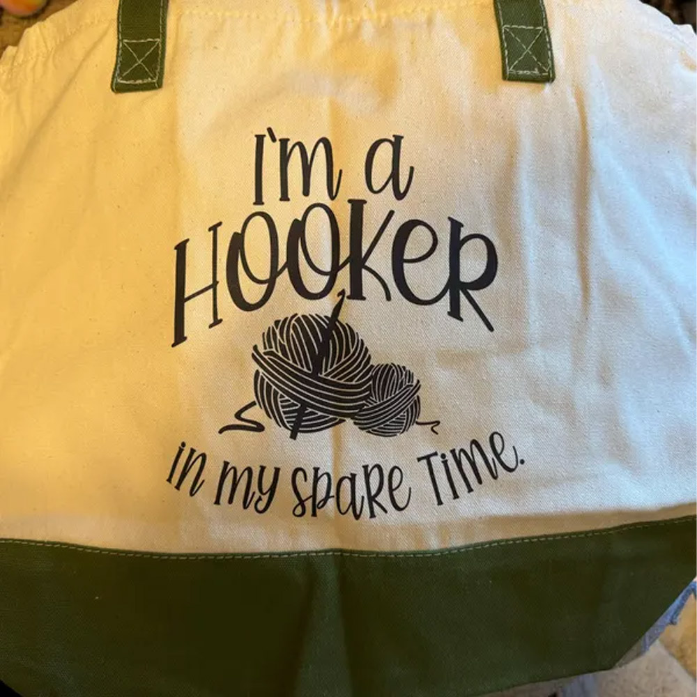 I'm a Hooker In My Spare Time Tote Bag, Hooker for Life Funny Tote Bag, Gift for Crocheters, Mother's Day Present, Tote Bag For Mother's Day