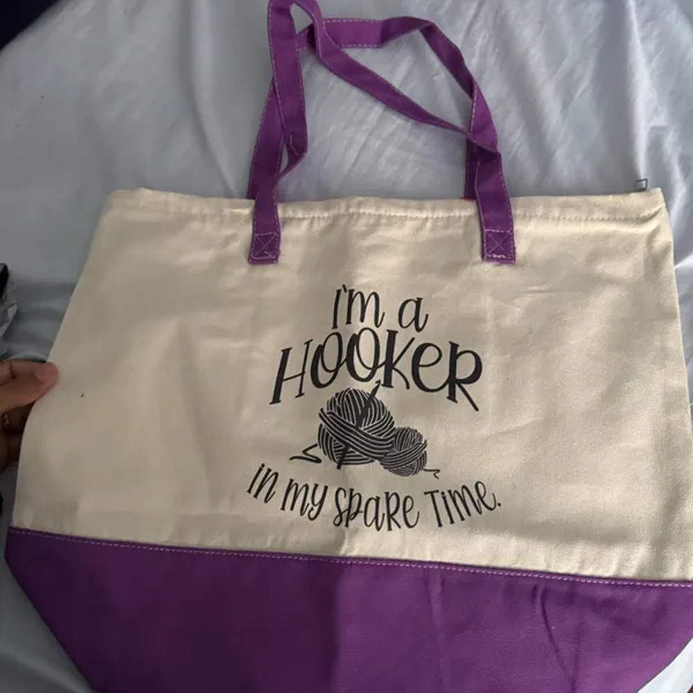 I'm a Hooker In My Spare Time Tote Bag, Hooker for Life Funny Tote Bag, Gift for Crocheters, Mother's Day Present, Tote Bag For Mother's Day