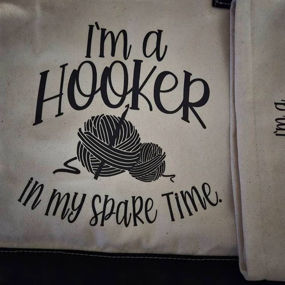 I'm a Hooker In My Spare Time Tote Bag, Hooker for Life Funny Tote Bag, Gift for Crocheters, Mother's Day Present, Tote Bag For Mother's Day