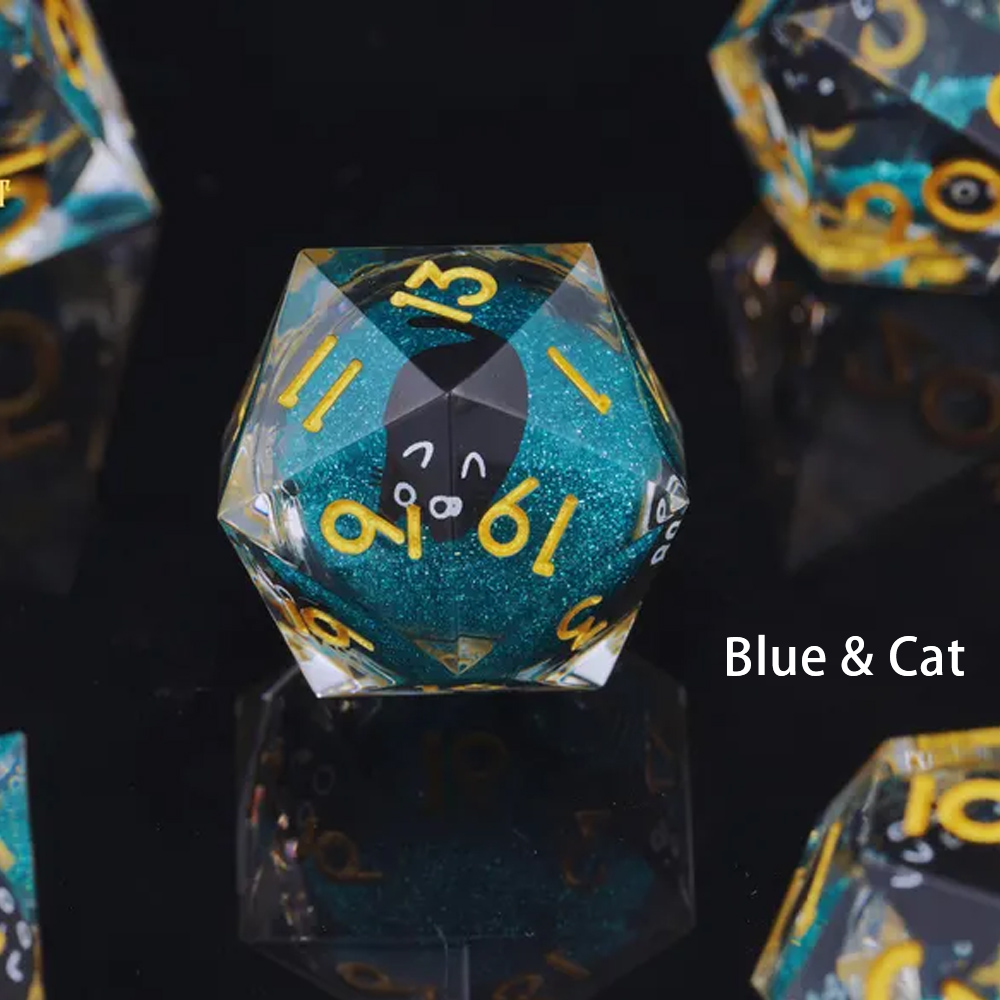 Black Cat DND Dice Set:Transparent Dice Set, White Liquid Core Polyhedral Dice for Fantasy Gaming, Polyhedral Dice, Resin Dice, Xmas Gift