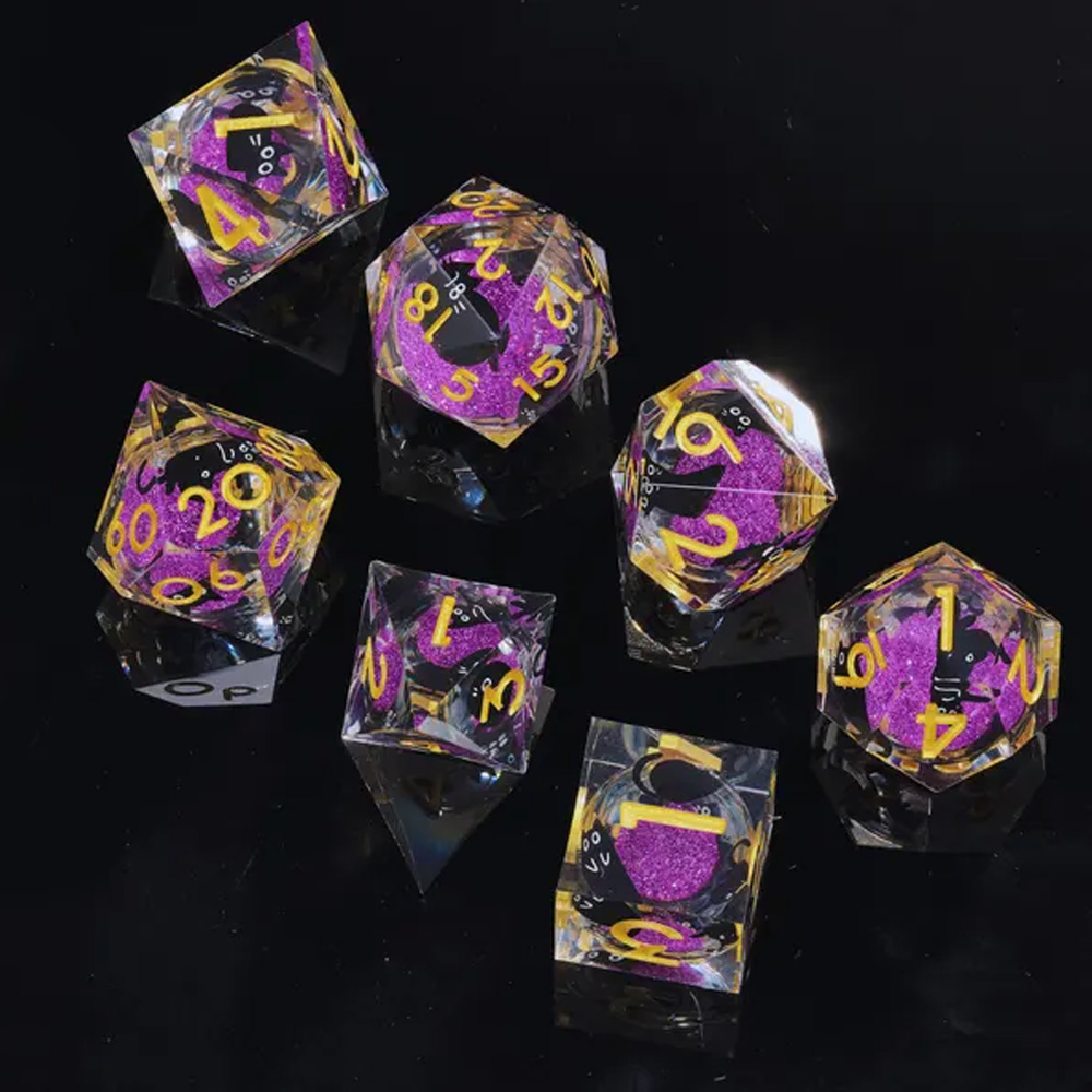 Black Cat DND Dice Set:Transparent Dice Set, White Liquid Core Polyhedral Dice for Fantasy Gaming, Polyhedral Dice, Resin Dice, Xmas Gift