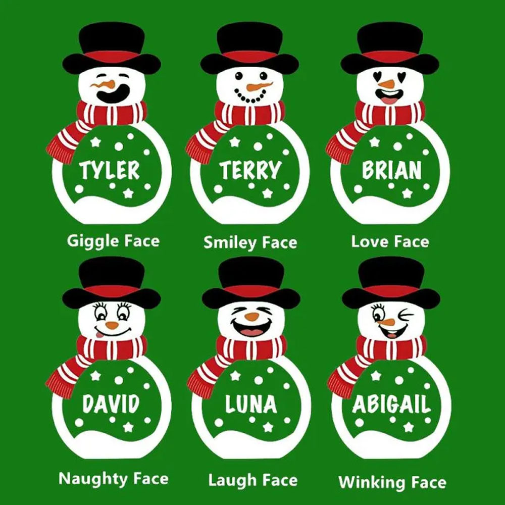Personalized Snowman LED Light Wooden Decor, Tabletop Name Block Sign, Holiday Party Essentials Winter, Christmas Gift for Family Kids