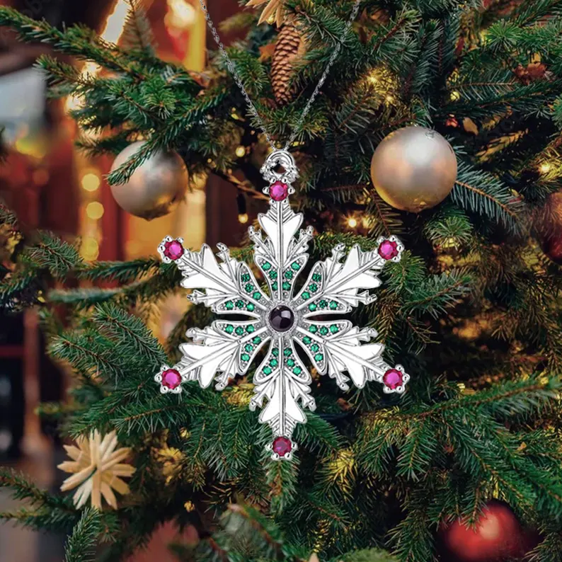 Personalized Christmas Projection Hanging Ornament, Family Photo Ornaments, Snowflake Decoration, Family Memorial Christmas Ornament