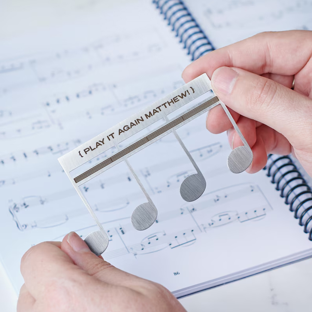 Personalised Metal Music Note Page Holder, Custom Sheet Music Clip, Engraved Music Stand Accessory, Unique Gift for Musicians