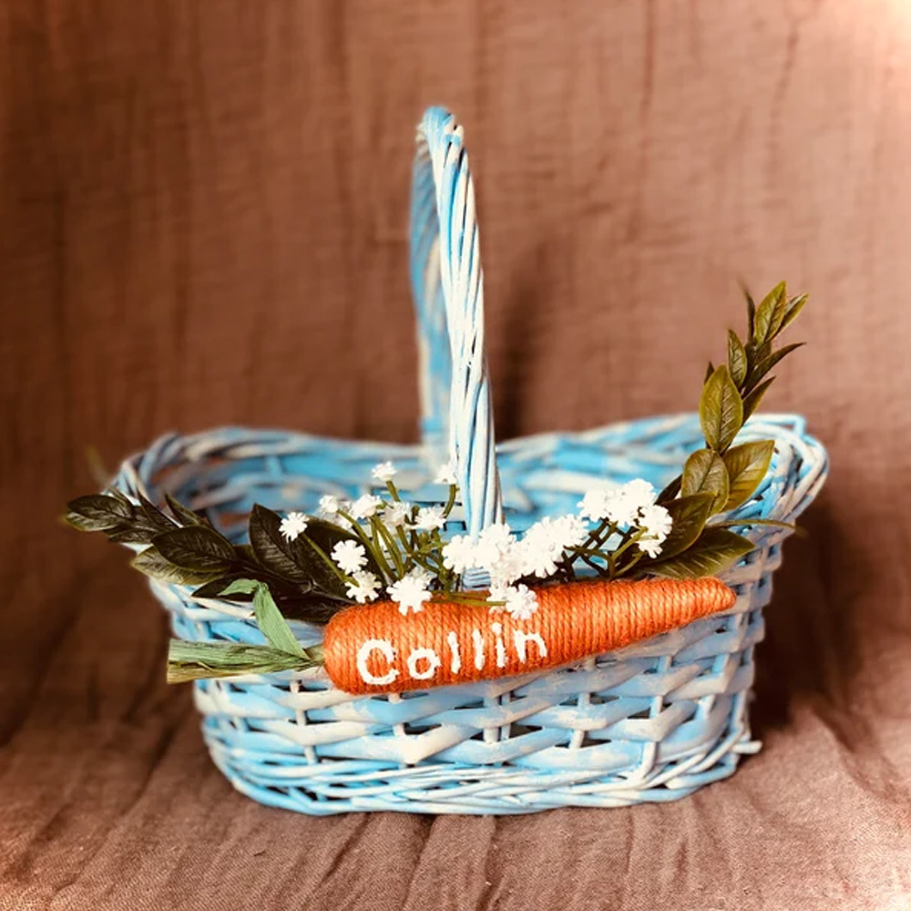 Custom Easter Basket Carrots, Wicker Easter Baskets Personalized for Boys And Girls, Easter Basket Tags, Carrot Name Tags for Basket Easter Decor