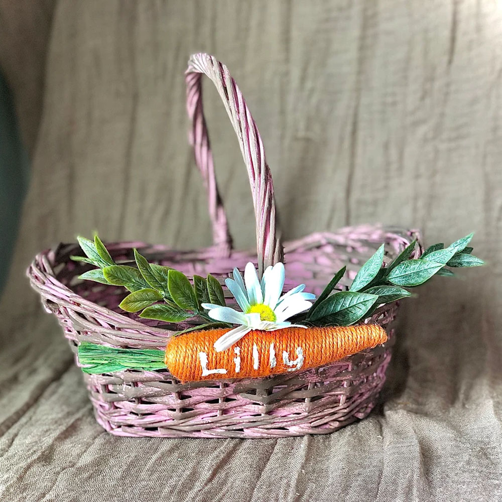 Custom Easter Basket Carrots, Wicker Easter Baskets Personalized for Boys And Girls, Easter Basket Tags, Carrot Name Tags for Basket Easter Decor