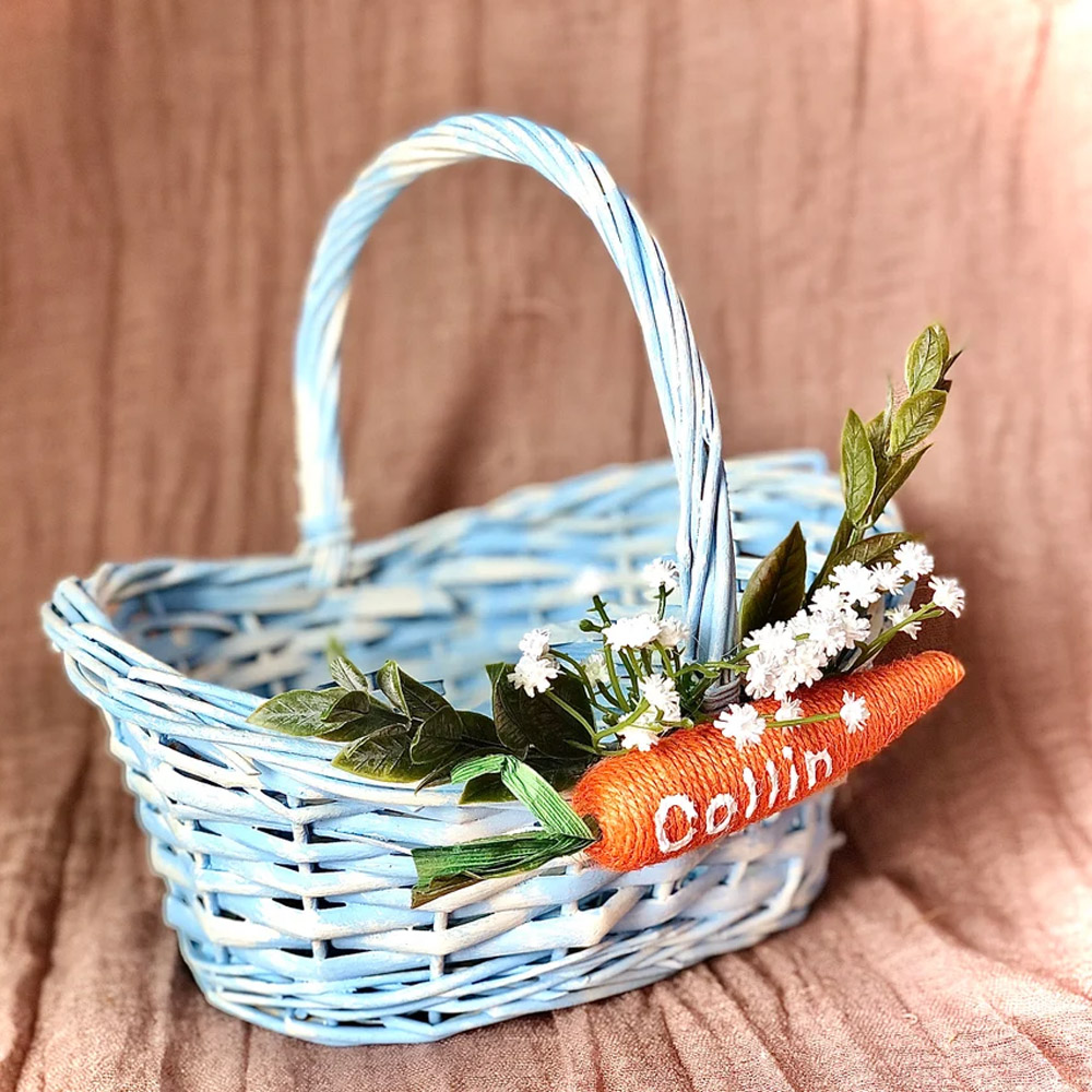 Custom Easter Basket Carrots, Wicker Easter Baskets Personalized for Boys And Girls, Easter Basket Tags, Carrot Name Tags for Basket Easter Decor