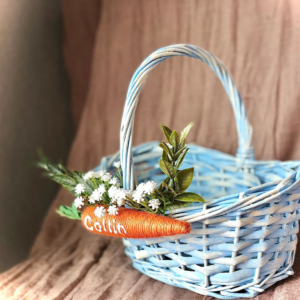 Custom Easter Basket Carrots, Wicker Easter Baskets Personalized for Boys And Girls, Easter Basket Tags, Carrot Name Tags for Basket Easter Decor