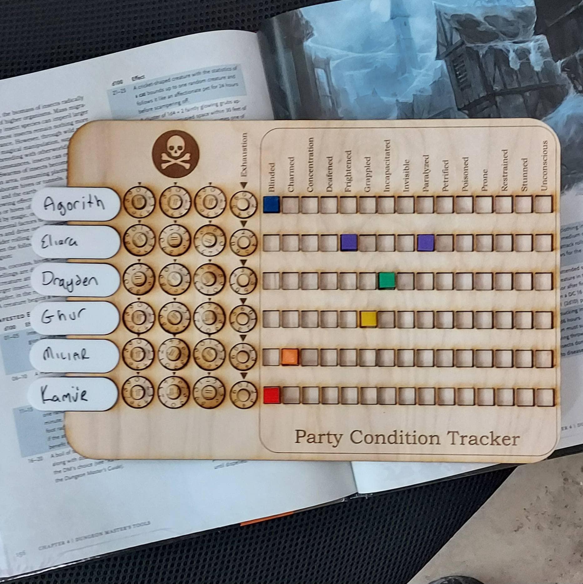 DND Handmade Wooden HP, Status, Condition Tracker for D&D, DM Gift, Dungeons and Dragons 5e and Roleplaying Games, Read Description
