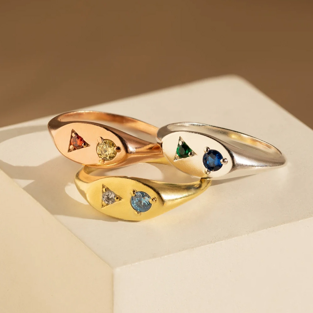 Birthstone Signet Ring • Bold Statement Gemstone Ring • Personalized Anniversary Gift • Perfect Gift for Mom