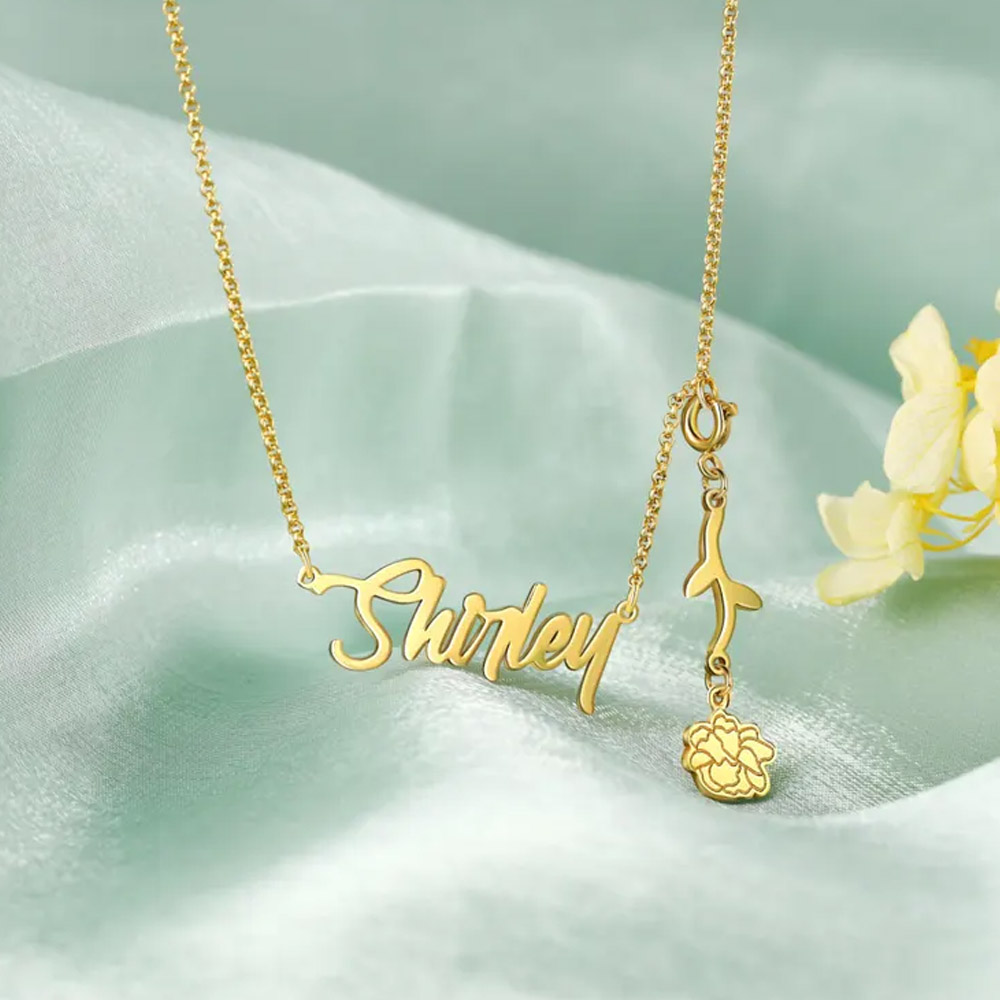 925 Sterling Silver Custom Birthflower Necklace | Personalized Floral Jewelry | White Gold, Gold, or Rose Gold Plated