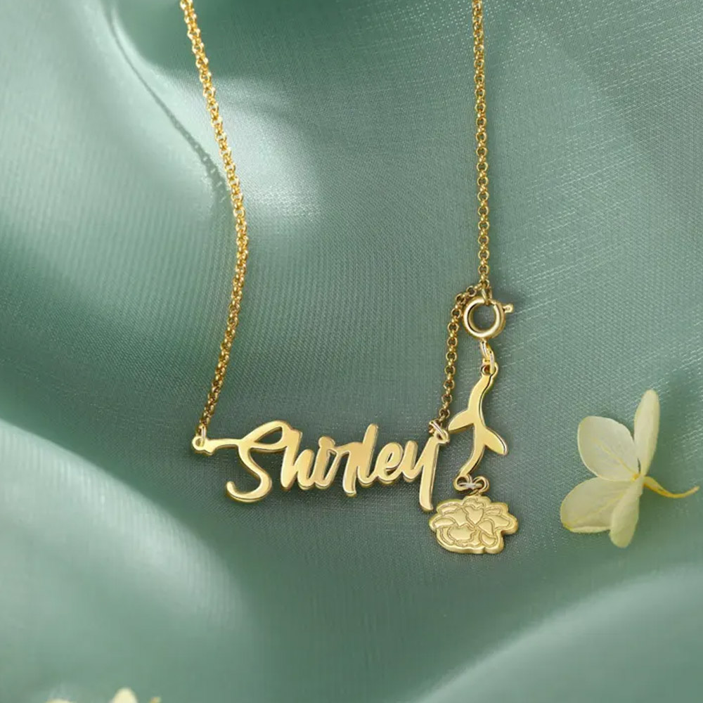 925 Sterling Silver Custom Birthflower Necklace | Personalized Floral Jewelry | White Gold, Gold, or Rose Gold Plated