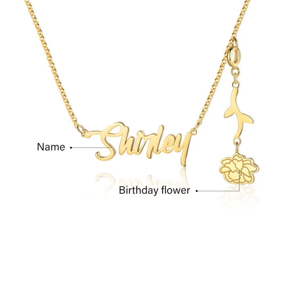 925 Sterling Silver Custom Birthflower Necklace | Personalized Floral Jewelry | White Gold, Gold, or Rose Gold Plated