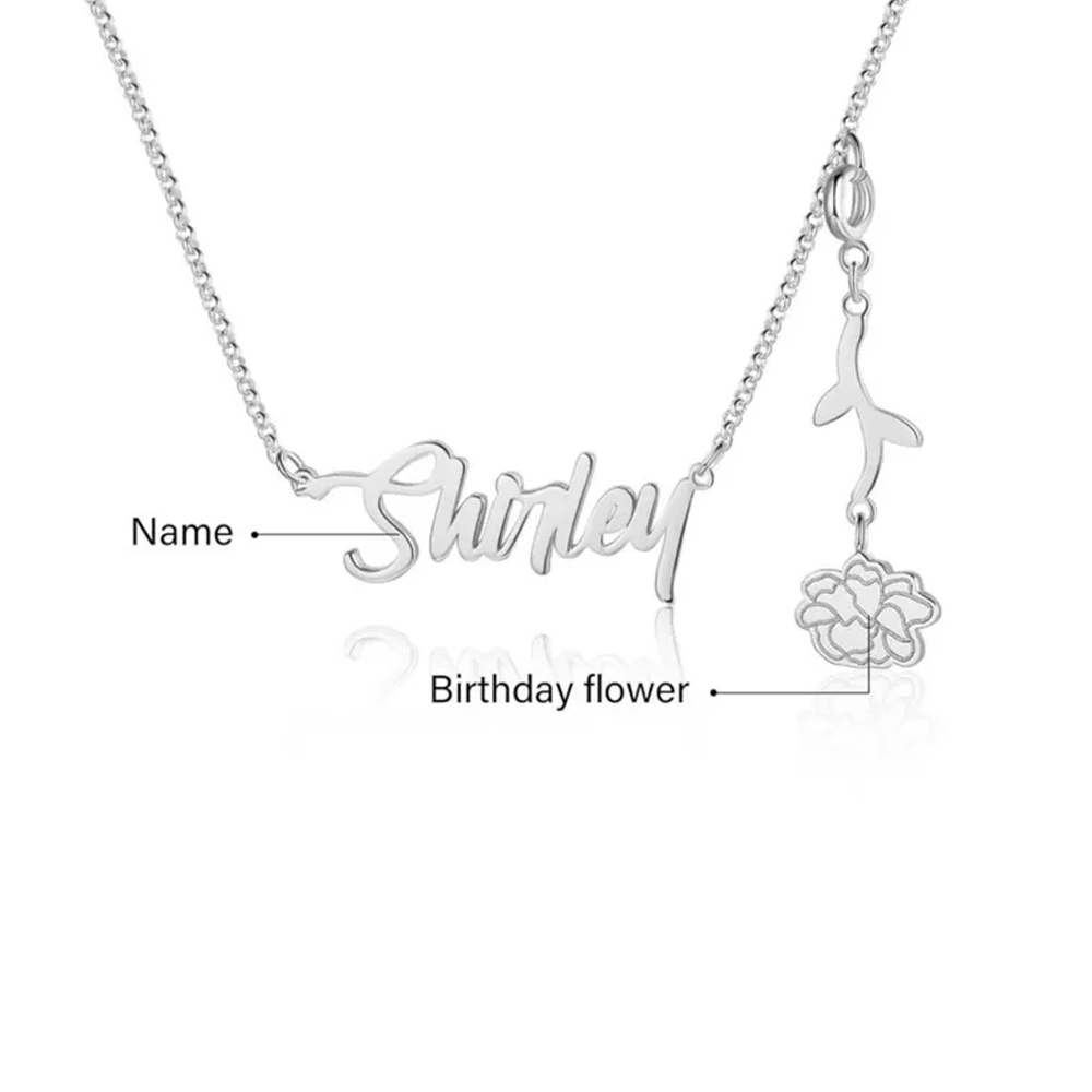 925 Sterling Silver Custom Birthflower Necklace | Personalized Floral Jewelry | White Gold, Gold, or Rose Gold Plated