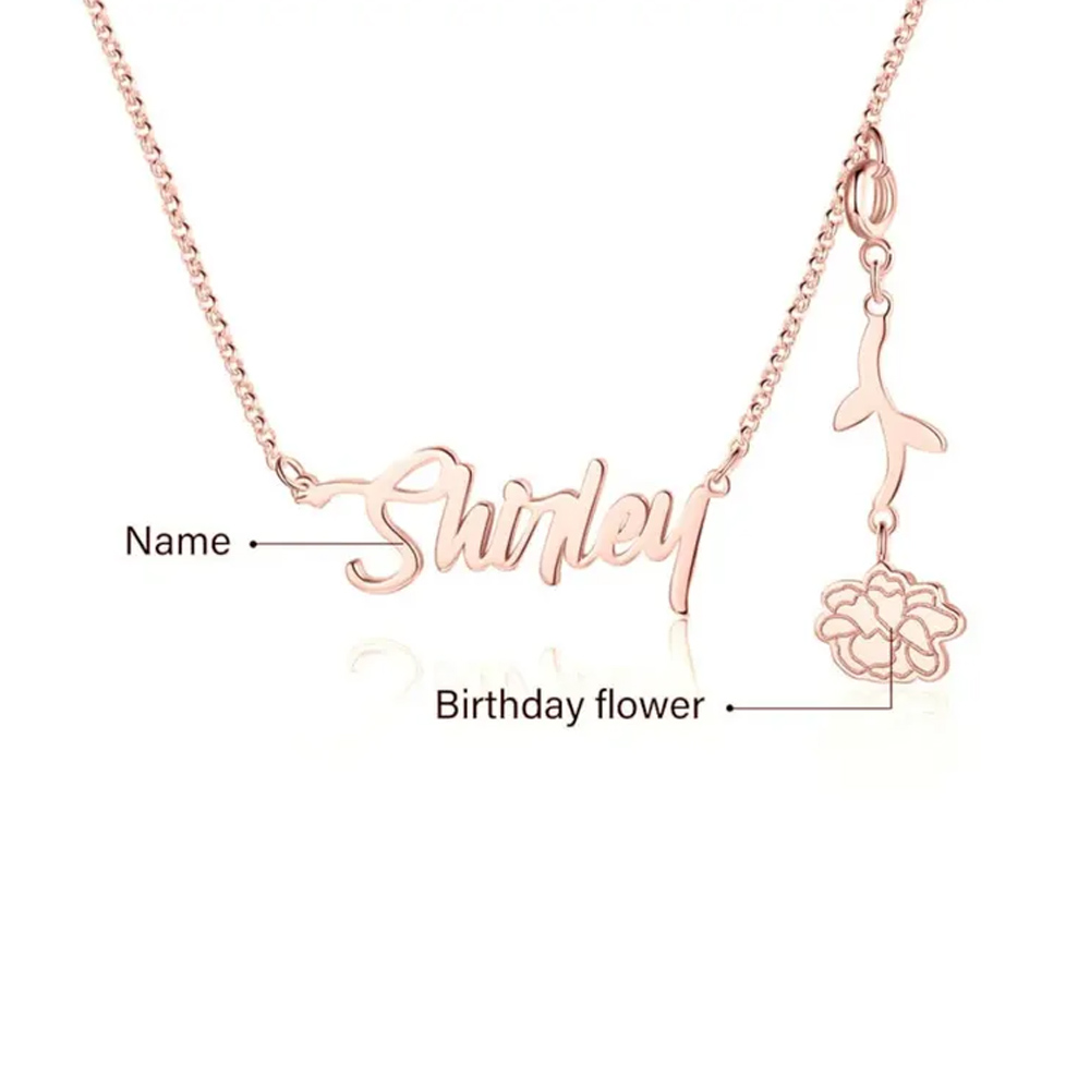 925 Sterling Silver Custom Birthflower Necklace | Personalized Floral Jewelry | White Gold, Gold, or Rose Gold Plated