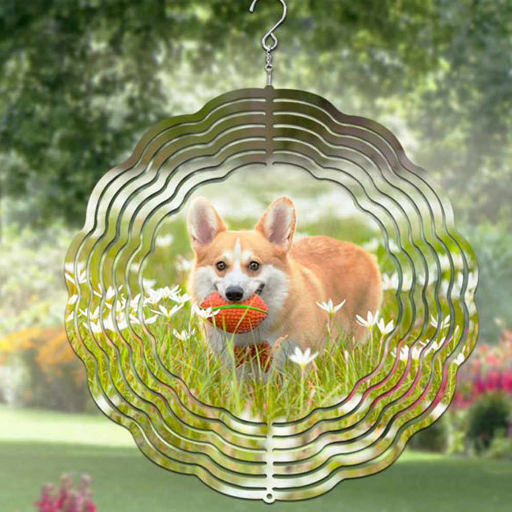 Personalized 3D Photo Rotating Metal Wind Chime, Sublimation Outdoor Hanging Decorations Spinner Wind Chimes Outside