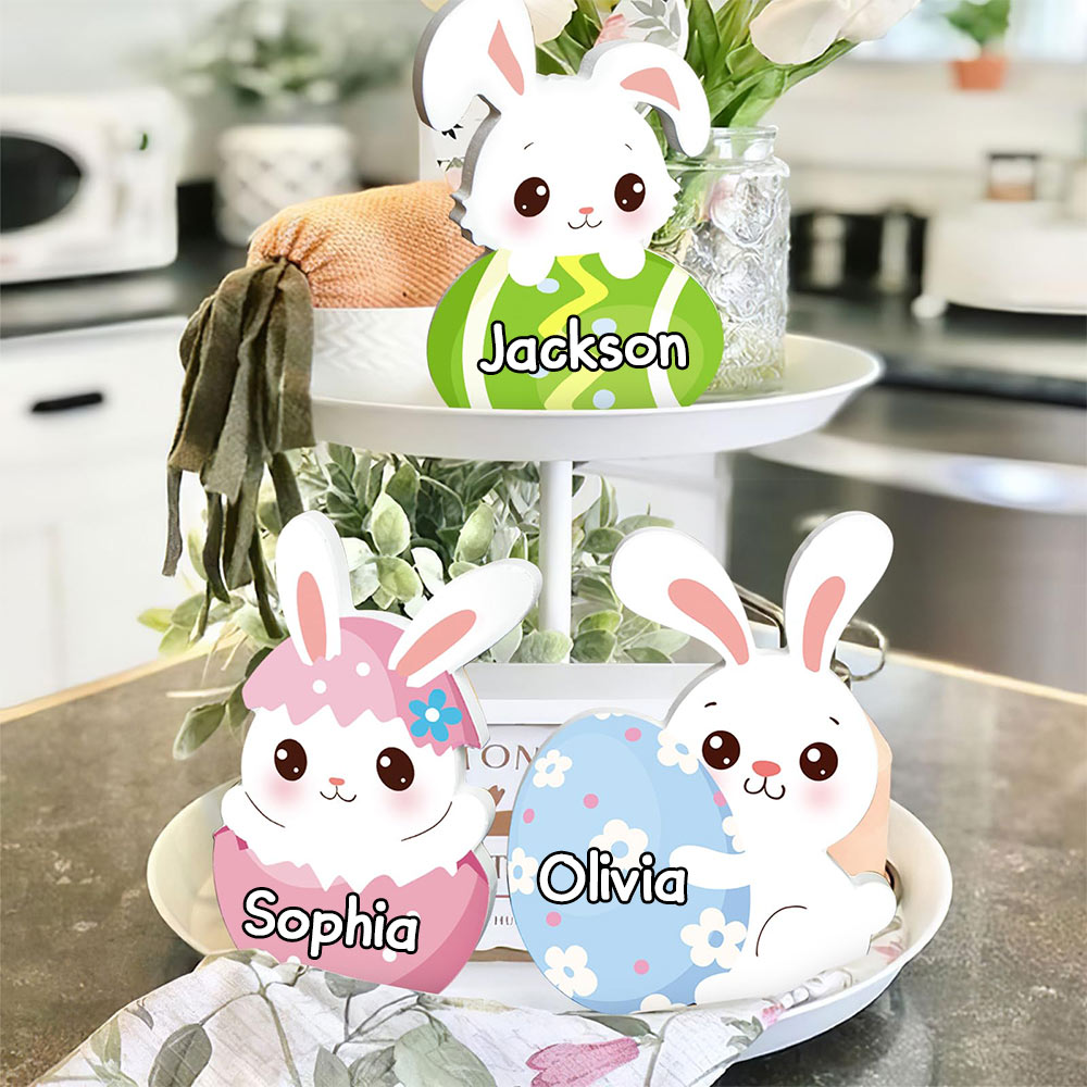 Personalized Wooden Easter Bunny Shelf Decorations, Personalized Easter Gift, Easter Home Decor, Grandma Bunnies, Holiday Decor, Wood Decor