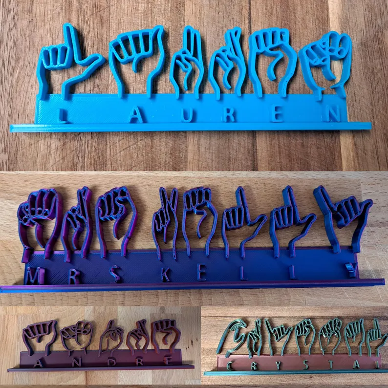 Customizable ASL Name Plate,Desk Name Plate,American Sign Language Name Plate,Birthday Gifts ,Teacher gifts,Therapist gifts