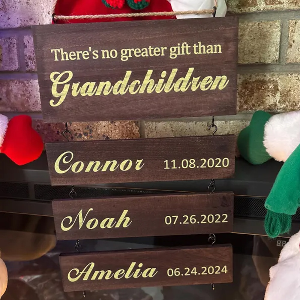 Personalized Wooden Sign, Custom Wooden Name Signs, Family Name/Date Sign for Home Decor, Grandchildren Sign, Personalized Gift for Grandparents