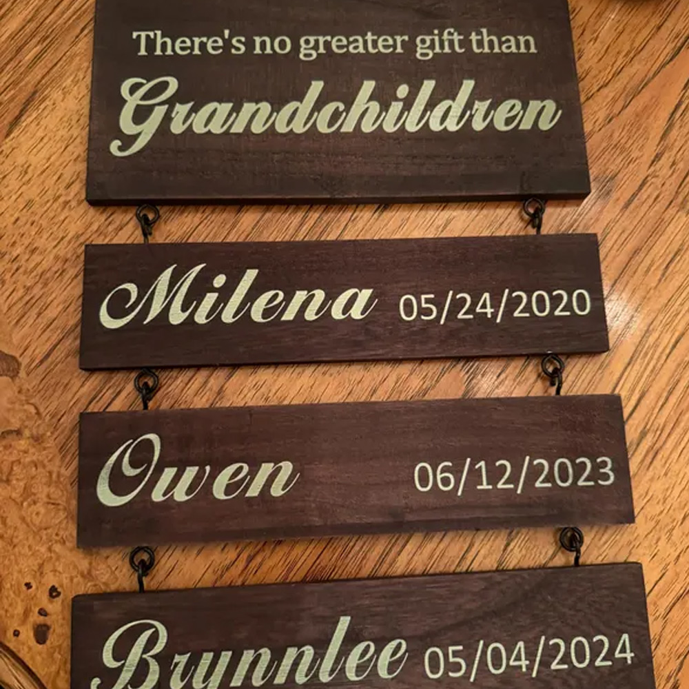 Personalized Wooden Sign, Custom Wooden Name Signs, Family Name/Date Sign for Home Decor, Grandchildren Sign, Personalized Gift for Grandparents