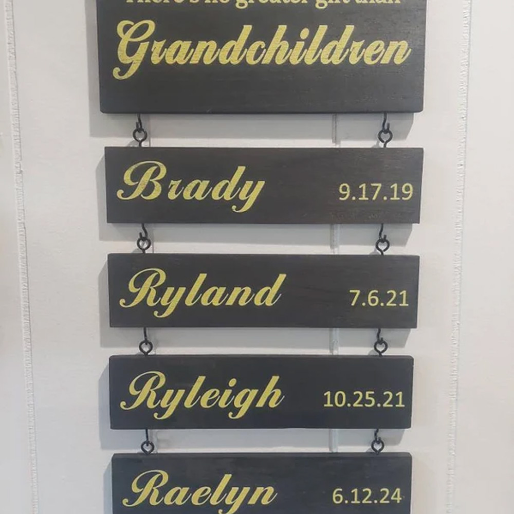 Personalized Wooden Sign, Custom Wooden Name Signs, Family Name/Date Sign for Home Decor, Grandchildren Sign, Personalized Gift for Grandparents