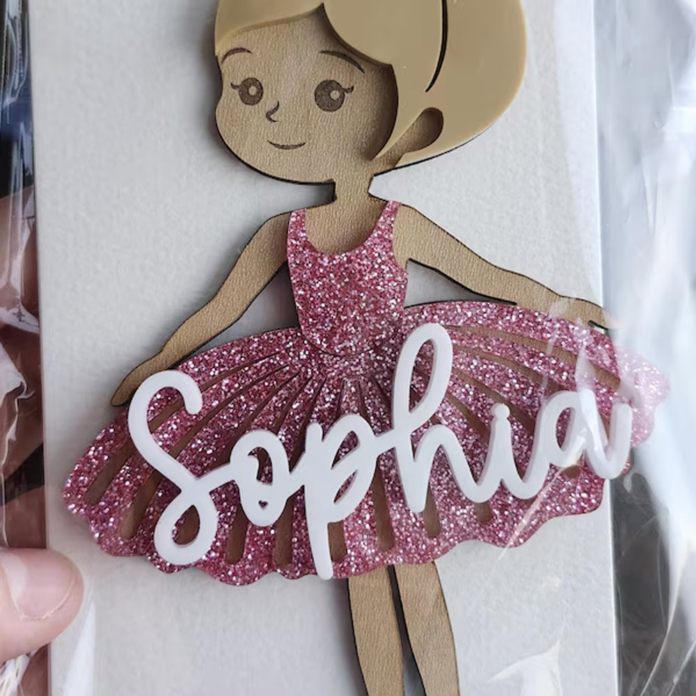 Custom Ballet Wooden Christmas Ornament, Custom Ballerina Keychain, Name Wooden/Acrylic Ornament, Ballet Bag Tag, Girls Ballet Gift