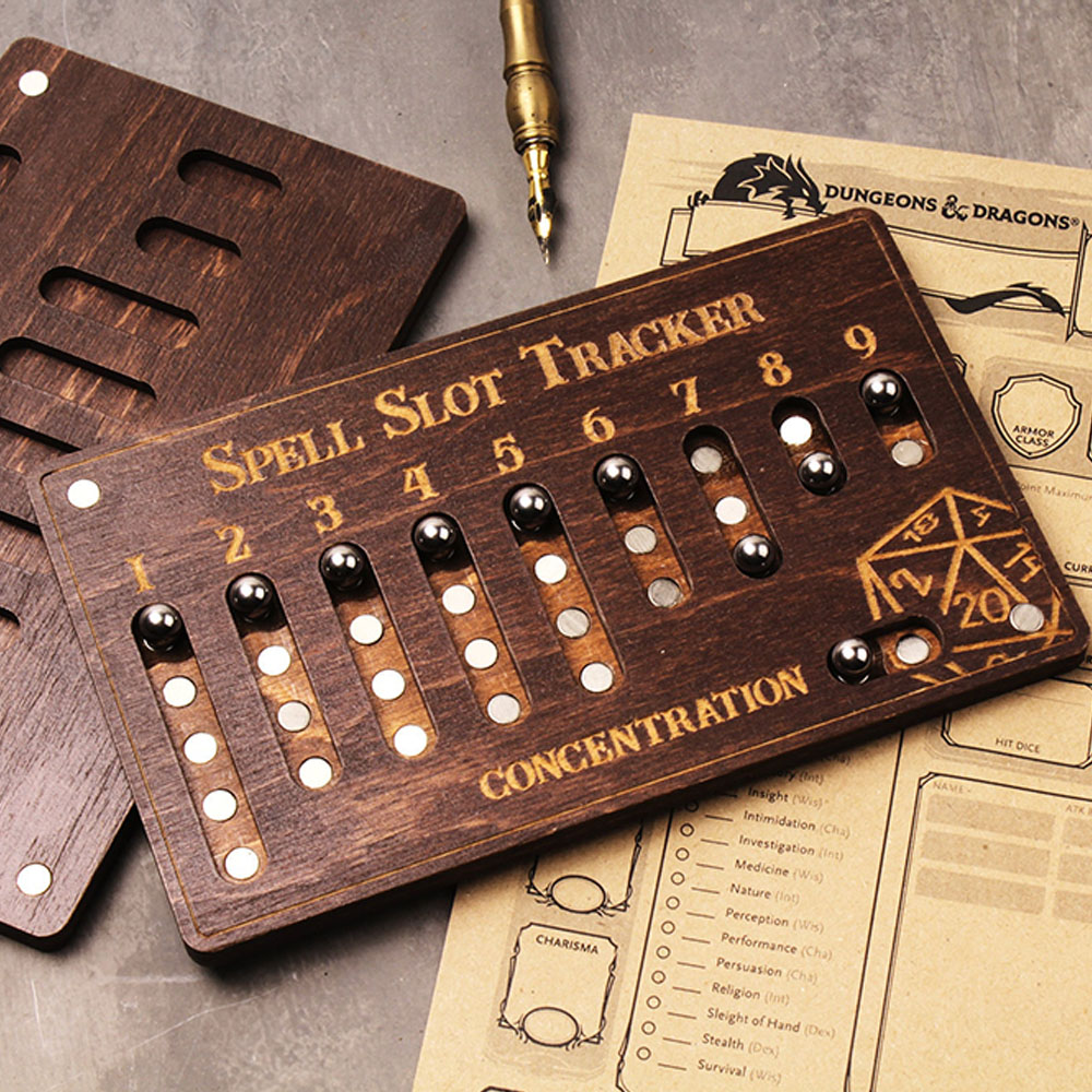 Spell Slot Tracker, DND Spell Tracker, D&D Magnetic Spells Tracker, Dungeons and Dragons Wooden Spell Tracker, Personalized Spell Tracker