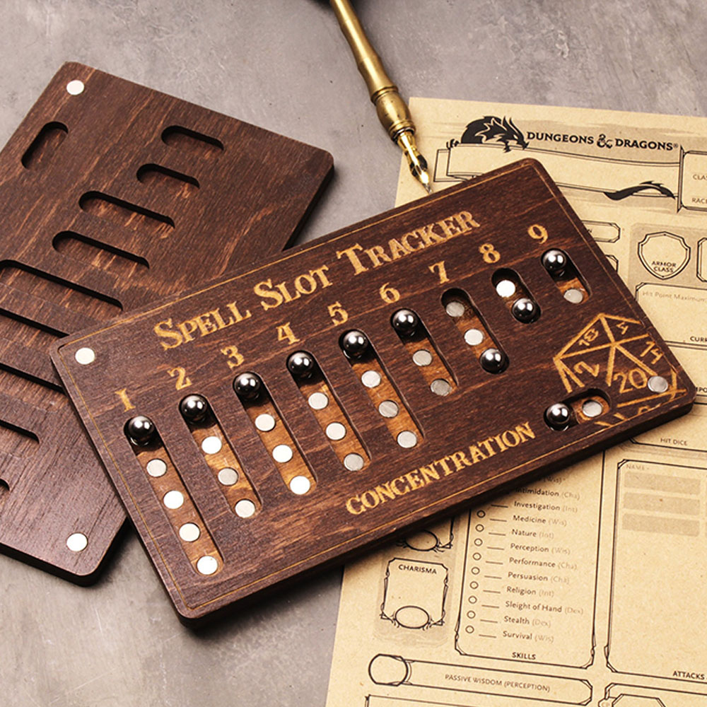 Spell Slot Tracker, DND Spell Tracker, D&D Magnetic Spells Tracker, Dungeons and Dragons Wooden Spell Tracker, Personalized Spell Tracker