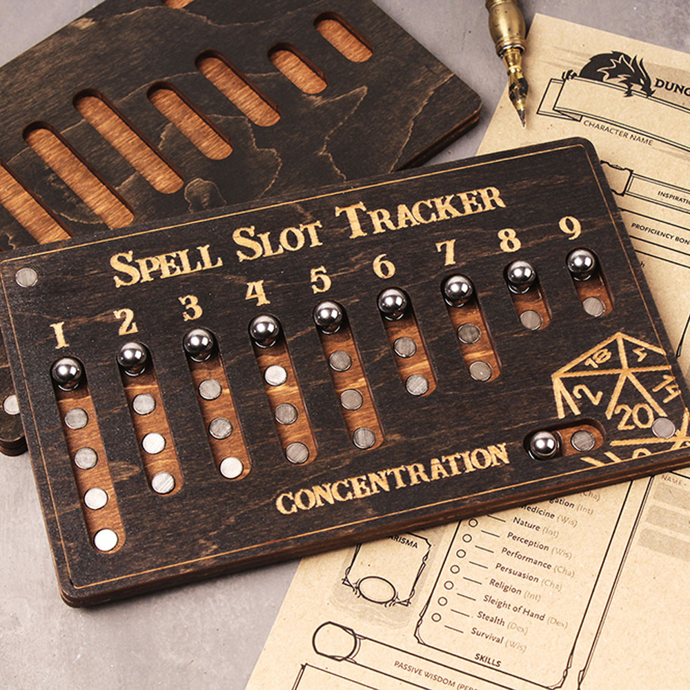 Spell Slot Tracker, DND Spell Tracker, D&D Magnetic Spells Tracker, Dungeons and Dragons Wooden Spell Tracker, Personalized Spell Tracker