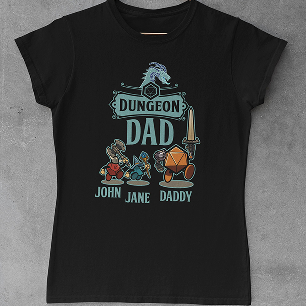 Dungeon Dad DND Shirt, Dungeon Dragon Custom Shirt, Roleplaying Rpg Shirt, Funny Dungeon Dragon Shirt Tee Shirt, Add Your Custom Names