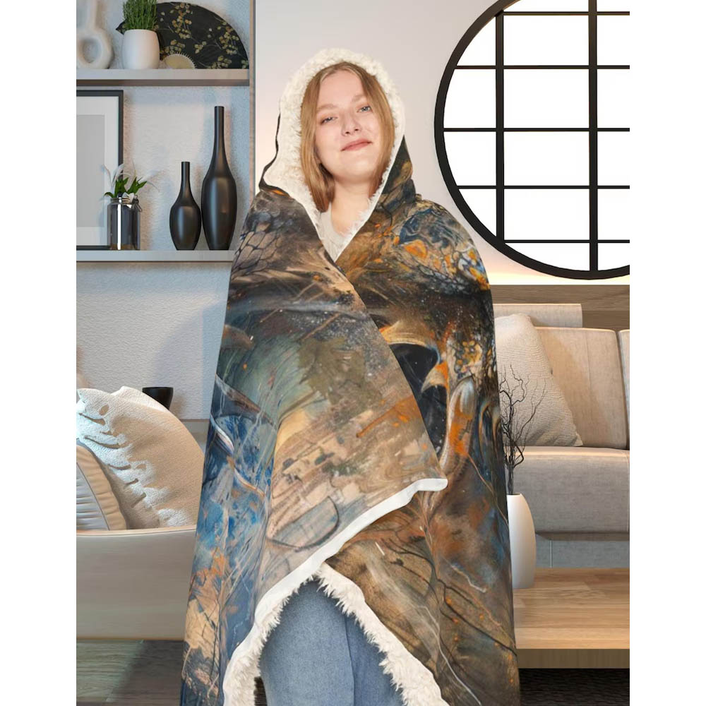 Personalized Hooded Blanket, Ultra Soft Microfleece or Sherpa Lined Cozy Blanket with Fierce Dragon Design