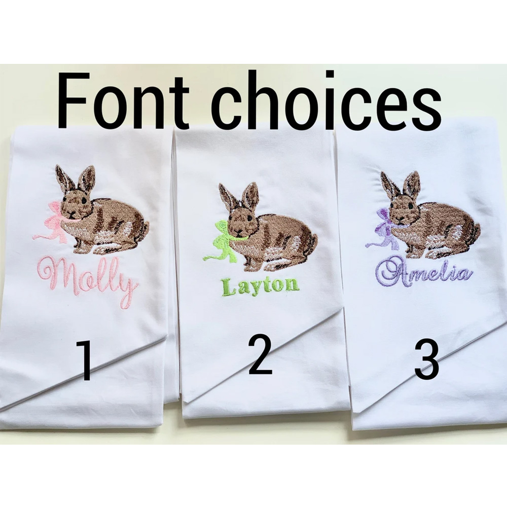 Easter Basket Sash with Vintage Chocolate Bunny, Customizable Name and Bow Colors, Holiday, Spring, Easter