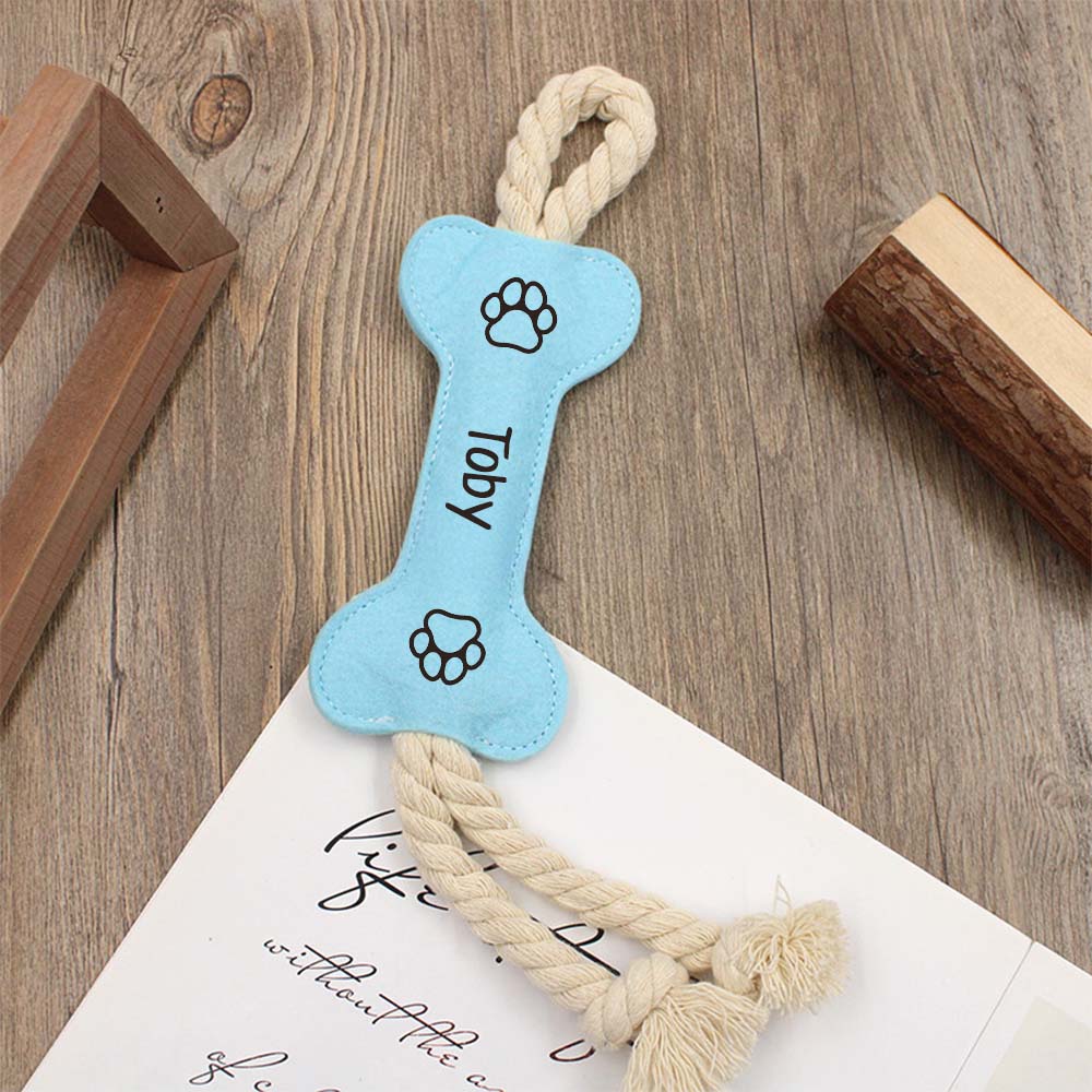 Multi-Colored Cotton Rope Felt Bone-Shaped Dog Toys, Dog Teeth Bone Sticks, Custom Name Pet Chew Toys