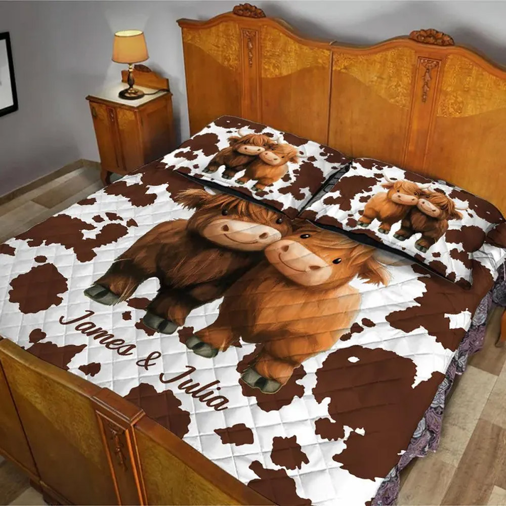 Personalized Highland Cow Couple Blanket, You and Me, We Got This Western Cow Pillowcase Duvet for Anniversary Valentines