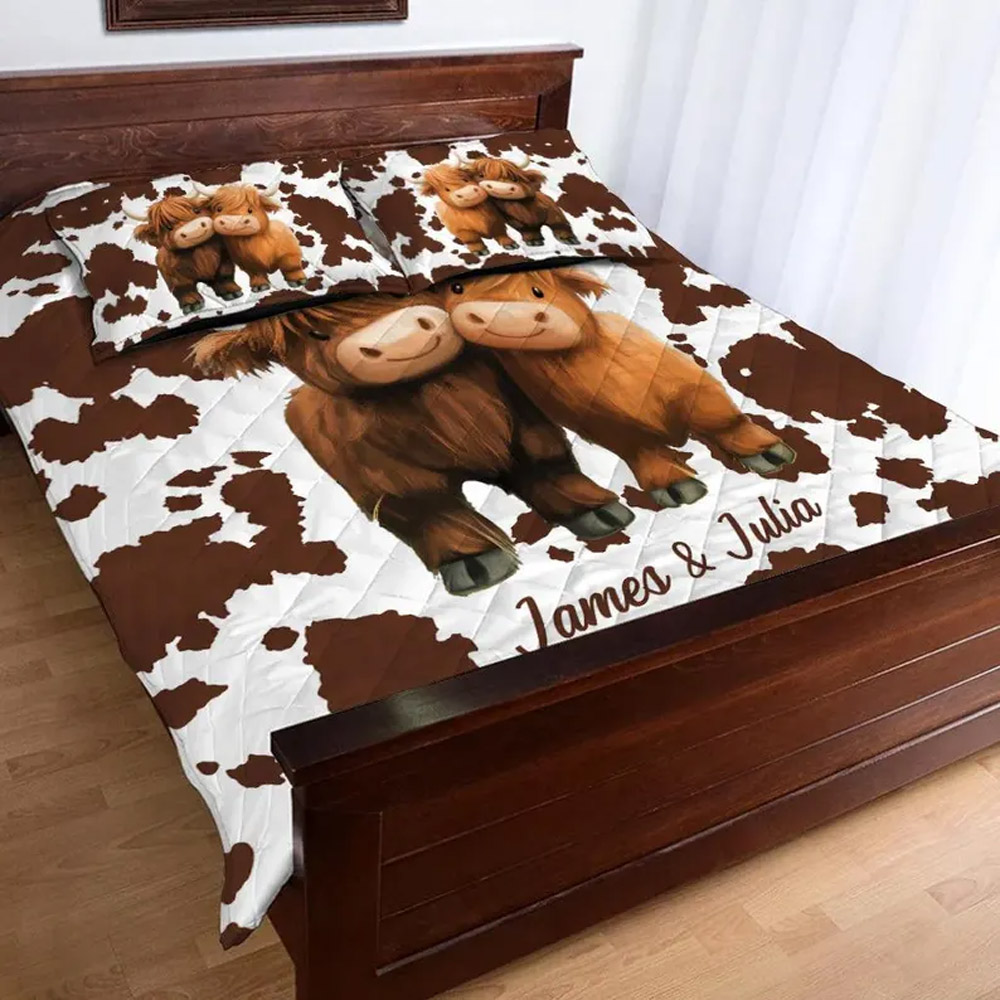 Personalized Highland Cow Couple Blanket, You and Me, We Got This Western Cow Pillowcase Duvet for Anniversary Valentines