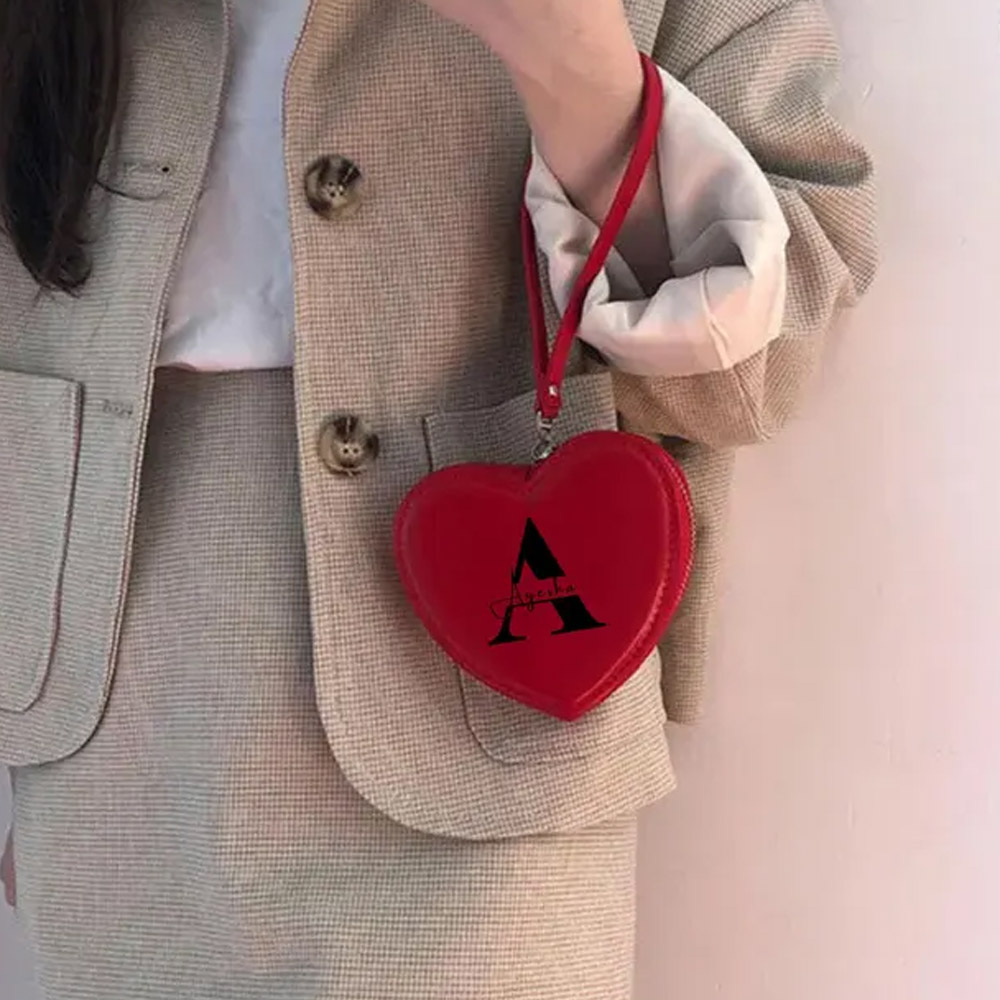 Personalized Heart-Shaped Bag for Women,Red Vegan Leather Purse,Cute & Stylish Bag,Perfect Gift for Her,Valentine’s Gift, Birthday Gift